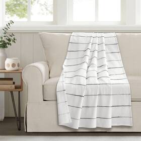 Lush Decor 194938015448 Ombre Stripe Yarn Dyed Cotton Throw Blanket 50 Inch W X 60 L Gray And Multi - Om
