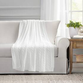 Lush Decor 194938029339 Cable Soft Knitted Throw Blanket 60 Inch X 50 White