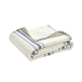 Lush Decor 194938029544 Farmhouse Stripe Kantha Pick Stich Yarn Dyed Cotton Woven Throw Reversible Ti