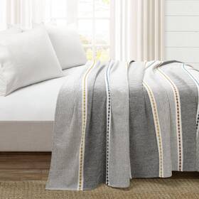 Lush Decor 194938042468 Herringbone Stripe Yarn Dyed Cotton Woven Blanket/coverlet