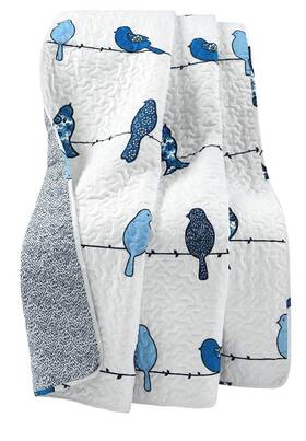 Lush Decor 848742092514 Rowley Birds Reversible Throw Blanket 50 Inch W X 60 L Navy - Colorful Floral