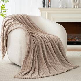 St01 Lussena 50x70 Soft Brown Fleece Throw Blanket Cozy Fluffy Neutral Sofa Couch Bed Decor