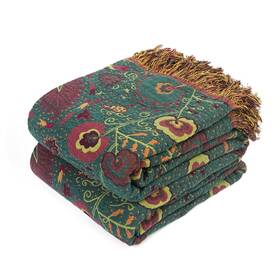 Kemitan001 Lutbm Boho Throw Blanket For Bed 100% Cotton Ultra Soft Rustic Quilt Farmhouse Deco