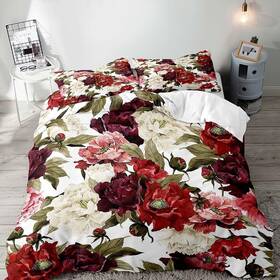 Vv-bh030-queen Luvivihome 3pcs White Pink Red Burgundy Queen Blooming Peony No Comforter
