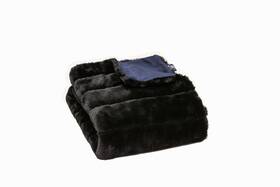 Luxe 676685051639 Classic Faux Fur Throw Black Jacquard 50 Inch X60