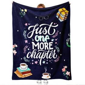 Luxecove 694015830433 50x60 Inch Just One More Chapter Flannel Reading Throw Blanket For Book Lovers