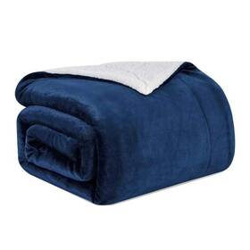 Luxury Home 008678016637 Lightweight Super Soft Cozy Sherpa Fleece Throw Blanket 50x60 - Blue