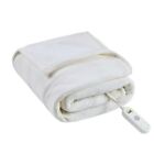 Luxury Ivory And White Reversible Ultra Soft Fleece To Sherpa Heated Throw 50x60inch