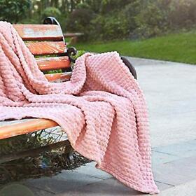 18050615001 Luxury Microfiber Super Soft Throw Blanket With 50inchx70inch Blush Pink