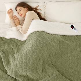 Sxcx-eb7284 Luzarta Heated Blanket Full Size 72 Inch X84 Green - Soft Thick Warm Sherpa Electric Blan