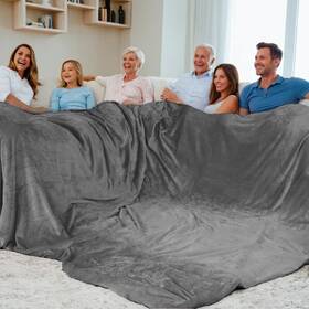 B1009l-gy Macevia Ys Us Oversize King Flannel Fleece Blanket For Bed California Huge Bl