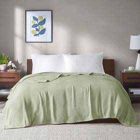 Madison Park 022164358834 Farmhouse Blanket 100% Cotton Luxuriously Soft Fresh Spun Basketwea