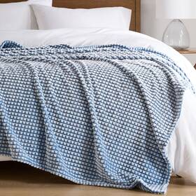 Madison Park 022164373844 Cozy Blanket Soft Plush Chic Backprinted Carved Texture Design Trend