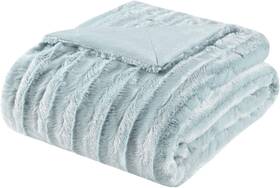 Madison Park 086569039484 Duke Luxury Throw Premium Soft Faux Fur 50x60 Blue
