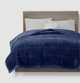 Madison Park 086569221773 Blue Reversible Heiq Smart Temp Down Alternative Queen Size Blanket