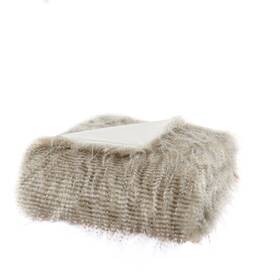 Madison Park 086569896698 Edina Faux-fur Throw 50 Inch X 60 Natural With Brown New