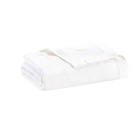 Madison Park 086569943910 Egyptian Cotton Luxury Blanket White 90x90 Full/queen Size Knit Premium Soft