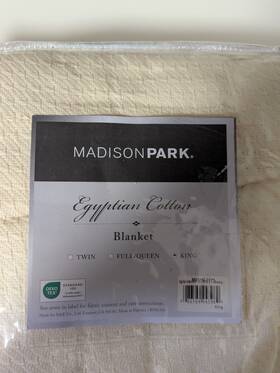 Madison Park 086569943989 Blanket Luxury Soft 100% Egyptian Cotton Bed Sofa New King Ivory