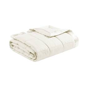 50888305 Madison Park King Parkman Oversized Down Alternative With Satin Trim Bed Blanket Ivory
