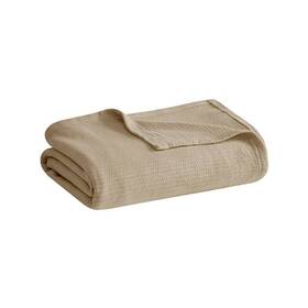 52586743 Madison Park King Freshspun Basketweave Cotton Bed Blanket Taupe