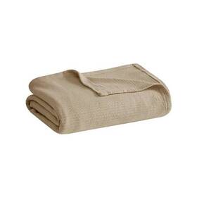 52586764 Madison Park Full/queen Freshspun Basketweave Cotton Bed Blankets Taupe