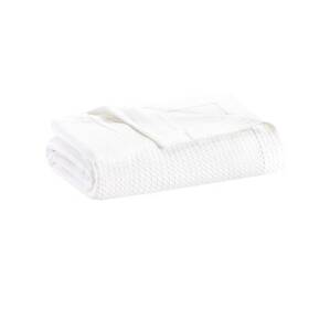 53117166 Madison Park Twin Textured Cotton Blanket White