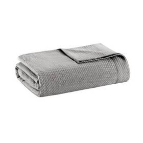 53117173 Madison Park King Textured Cotton Blanket Gray