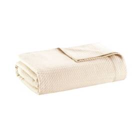 53117174 Madison Park Twin Textured Cotton Blanket Ivory