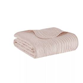 54562972 Madison Park 72x60 Inch Cottage Microfiber Quilted Scallop Throw Blanket Blush