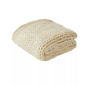 54563163 Madison Park 50 Inch X60 Chunky Double Knit Handmade Throw Blanket Ivory