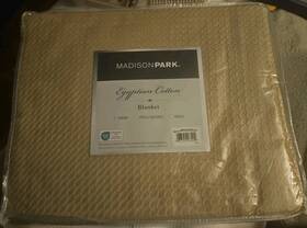 54655337 Madison Park Twin Textured Egyptian Cotton Blanket Khaki