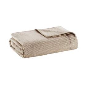 54655338 Madison Park Cotton Throw Blanket 90x90 All-season Oeko-tex Khaki Full/queen