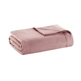 54655343 Madison Park King Textured Cotton Blanket Rose