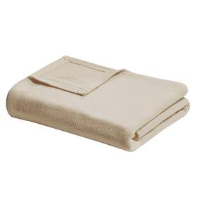 Madison Park 675716769987 Freshspun Basketweave Luxury Cotton Blanket Natural 66x90 Inch Twin Size Basketwe