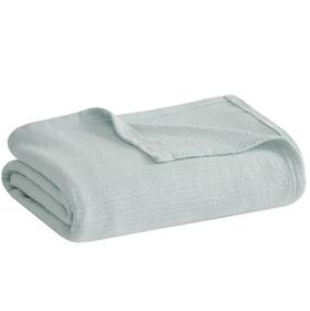 Madison Park 675716770099 Freshspun Basketweave Luxury Cotton Blanket Blue 108x90 Inch King Size Basketweav