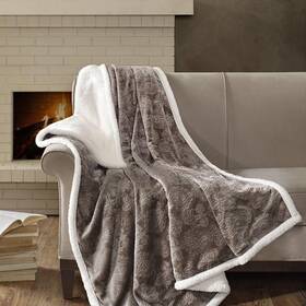 Madison Park 675716802233 Elma Luxury Oversized Textured Plush Throw Brown 60x70 Premium Soft