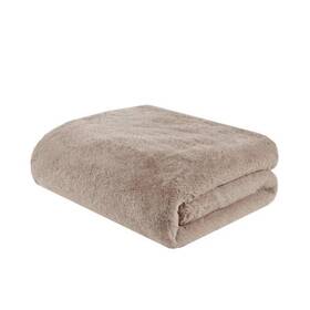 87484968 Madison Park 50 Inch X60 Sienna Solid Premium Faux Fur Throw Blanket Tan -