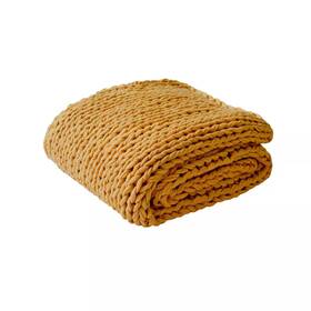 89487478 Madison Park 50 Inch X60 Chunky Double Knit Handmade Throw Blanket Yellow - Cozy