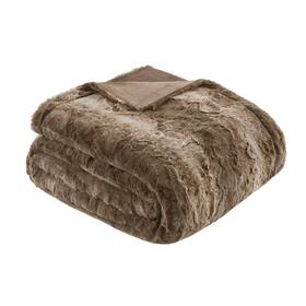 Mp50-1911 Madison Park Zuri Soft Plush Luxury Oversized Faux Fur Throw Animal Stripes Design M