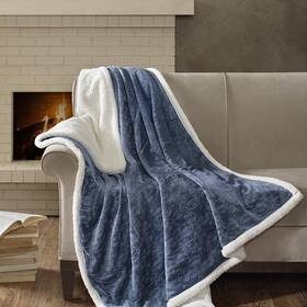 Mp50-3254 Madison Park Elma Embossed Plush Throw 60 Inch X 70 Blue