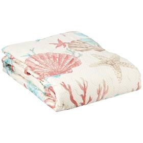 Mp50-3723 Madison Park Pebble Beach Luxury Oversized Cotton Quilted Throw Coral Aqua 50x70