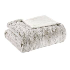 Mp50-6233 Madison Park Zuri Soft Plush Luxury Oversized Faux Fur Throw Animal Stripes Design Mink