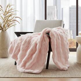 Mp50-8798 Madison Park Luxuriously Cozy Soft Long Faux Fur Basketweave Blanket Reversi