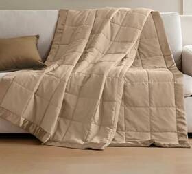 Mp51-544 Madison Park Window Down Alternative Blanket Brown With Satin Trim Size Twin