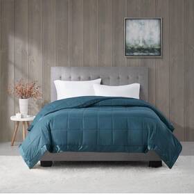 Mp51-7857 Madison Park Windom Down Alternative Satin Trim Comforter Queen/full Teal