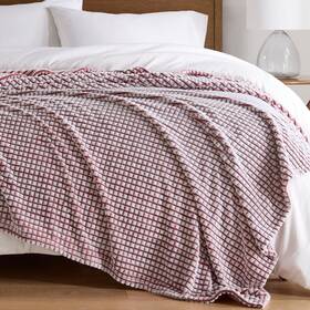Mp51-8415 Madison Park Red Plush Blanket Full/queen Soft Cozy Lightweight Bedding For Bed Sofa