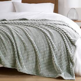 Mp51-8418 Madison Park Cozy Blanket Soft Plush Chic Backprinted Carved Texture All