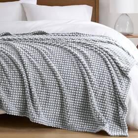 Mp51-8420 Madison Park Cozy Blanket Plush Lightweight Carved Texture All Seasons Twin Grey Bed Sofa