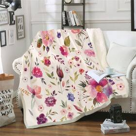 Mahome 853876507649 Wildflowers Floral Throw Blanket Colorful Watercolor Poppy Cornflower And Cha