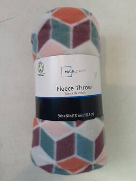 Mainstays 124257971330 Fleece Throw Blanket Geo Abstract Pastel Colors 50 Inch X60 New Main Stays
